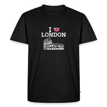 I Love London Cool Colosseum United Kingdom Flag - Men's Premium Organic T-Shirt - black - Front - Nico (187cm)