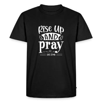 Rise up and pray - Men's Premium Organic T-Shirt - black - Front - Nico (187cm)