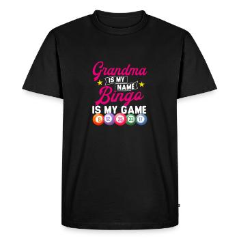 Mamie est mon nom, le bingo est mon jeu - T-shirt Premium bio Homme - noir - Devant - Nico (187cm)