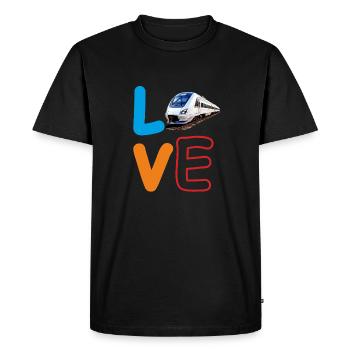 LOVE TRAIN TRAIN - Men's Premium Organic T-Shirt - black - Front - Nico (187cm)