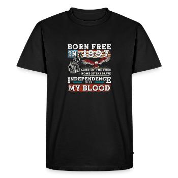 Born Free in 1997 - 28 Years of Liberty & Strength - Men's Premium Organic T-Shirt - black - Front - Nico (187cm)