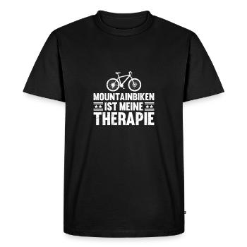 MOUNTAINBIKEN IST MEINE THERAPIE MTB Lustiges - Männer Premium Bio T-Shirt - Schwarz - Vorne - Nico (187cm)