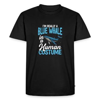 Baleine bleue en costume humain drôle - T-shirt Premium bio Homme - noir - Devant - Nico (187cm)