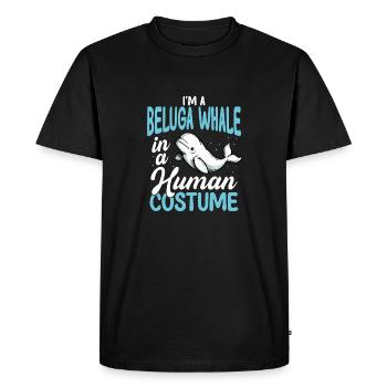 Béluga baleine en costume humain drôle - T-shirt Premium bio Homme - noir - Devant - Nico (187cm)