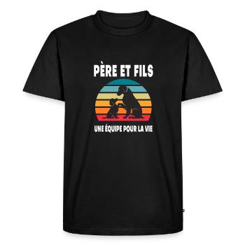 père et fils chien papa vintage duo fête des pères - T-shirt Premium bio Homme - noir - Devant - Nico (187cm)