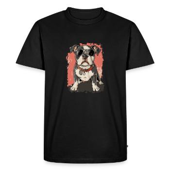 Bulldog Musique Heavy Metal Rock Punk Chien - T-shirt Premium bio Homme - noir - Devant - Nico (187cm)