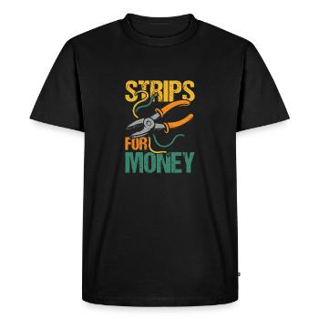 Strips for money Electrician - Men's Premium Organic T-Shirt - black - Front - Nico (187cm)