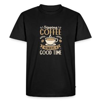 Café Profitez toujours d’un bon moment Café - T-shirt Premium bio Homme - noir - Devant - Nico (187cm)