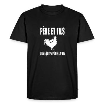 Father and Son Daddy Hen Rooster Father's Day - Men's Premium Organic T-Shirt - black - Front - Nico (187cm)