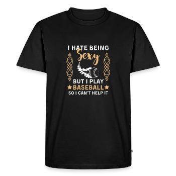 Drôle de baseball disant joueur de baseball - T-shirt Premium bio Homme - noir - Devant - Nico (187cm)