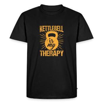 Fitness Fanatics Kettlebell est ma thérapie - T-shirt Premium bio Homme - noir - Devant - Nico (187cm)