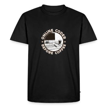 Online Coder Before Coffee Developer Coffee Lover - Men's Premium Organic T-Shirt - black - Front - Nico (187cm)