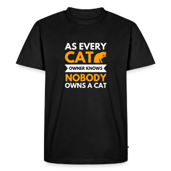 Drôle de chat disant propriétaire de chat - T-shirt Premium bio Homme - noir - Devant - Nico (187cm)