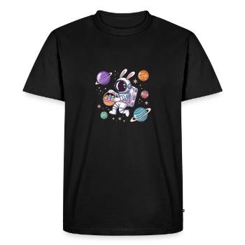 Lapin de Pâques astronaute dans l’espace avec des planètes - T-shirt Premium bio Homme - noir - Devant - Nico (187cm)