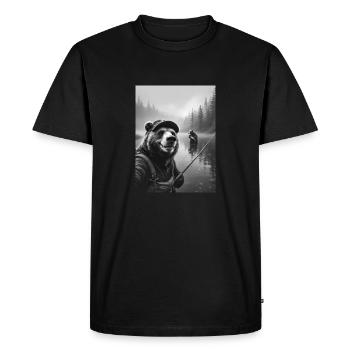 Selfie d’ours de pêche - T-shirt Premium bio Homme - noir - Devant - Nico (187cm)