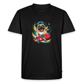 Chien Skateboarder, Skateboard Carlin - T-shirt Premium bio Homme - noir - Devant - Nico (187cm)