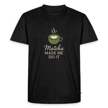 Matcha Aesthetic Latte Soft Girl Thé sur Café - T-shirt Premium bio Homme - noir - Devant - Nico (187cm)