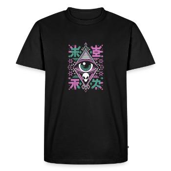 Mysterious Future Alien Eye Geometric Design - Men's Premium Organic T-Shirt - black - Front - Nico (187cm)
