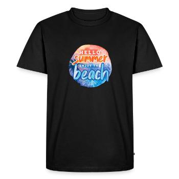 Bonjour la plage d’été - T-shirt Premium bio Homme - noir - Devant - Nico (187cm)
