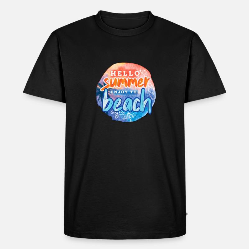 Hello Summer Beach - Männer Premium Bio T-Shirt - Schwarz
