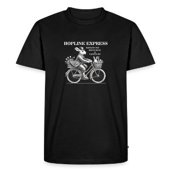 Pâques Rétro HOPLINE EXPRESS Lapin Câlins Vintage - T-shirt Premium bio Homme - noir - Devant - Nico (187cm)
