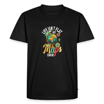 Geographic Information Systems Life Isn't Flat - Men's Premium Organic T-Shirt - black - Front - Nico (187cm)