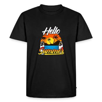 Bonjour Design de coucher de soleil d’été - T-shirt Premium bio Homme - noir - Devant - Nico (187cm)
