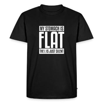 Mon ventre est plat Le L est juste silencieux - T-shirt Premium bio Homme - noir - Devant - Nico (187cm)