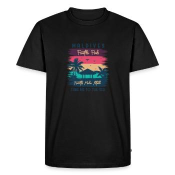 Maldives Beach Paradise - Men's Premium Organic T-Shirt - black - Front - Nico (187cm)