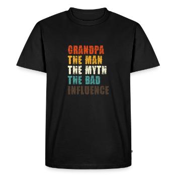 Grand-père L’homme Le mythe La mauvaise influence - T-shirt Premium bio Homme - noir - Devant - Nico (187cm)