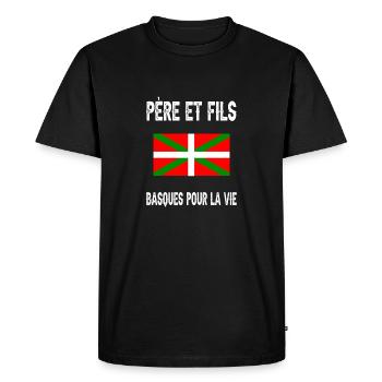 père et fils papa basque pays basque - T-shirt Premium bio Homme - noir - Devant - Nico (187cm)