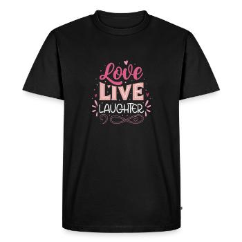 Amour en direct Rire Dicton pour la joie de vivre - T-shirt Premium bio Homme - noir - Devant - Nico (187cm)