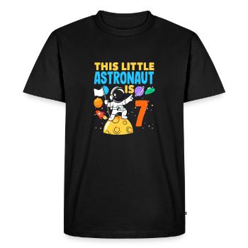 Un petit astronaute fête ses sept ans - T-shirt Premium bio Homme - noir - Devant - Nico (187cm)