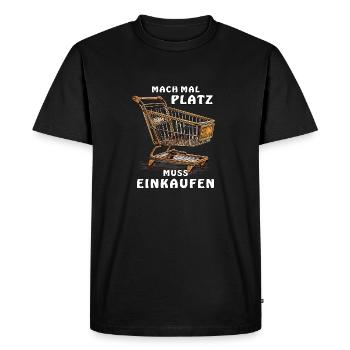 SHOPPING CART MAKE ROOM MUST SHOP - Men's Premium Organic T-Shirt - black - Front - Nico (187cm)