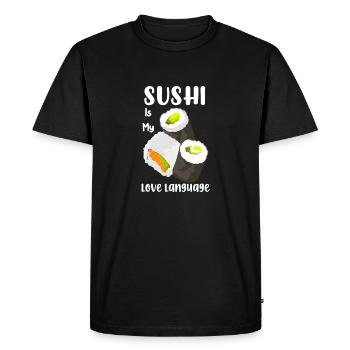 Sushi Is My Love Language Design - Men's Premium Organic T-Shirt - black - Front - Nico (187cm)