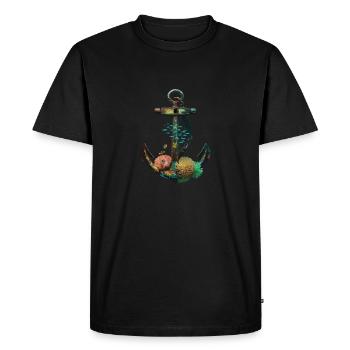 Ancre maritime avec coraux et poissons - T-shirt Premium bio Homme - noir - Devant - Nico (187cm)