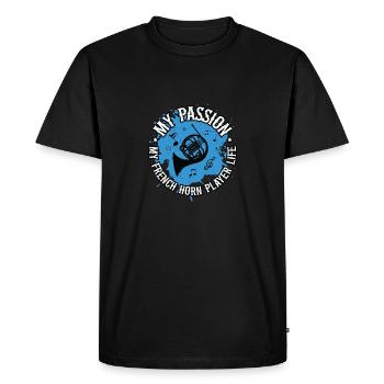 Cor français Ma passion Mon mélomane de cor français - T-shirt Premium bio Homme - noir - Devant - Nico (187cm)