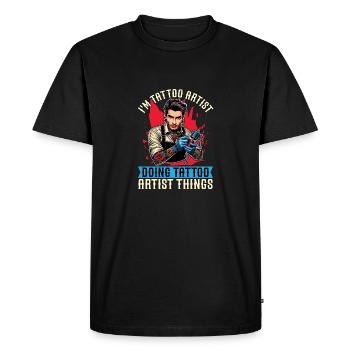 Je suis tatoueur et je fais du tatouage Studio de tatouage - T-shirt Premium bio Homme - noir - Devant - Nico (187cm)