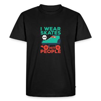 Je porte des patins et des tueurs à gages Roller Derby Patinage - T-shirt Premium bio Homme - noir - Devant - Nico (187cm)