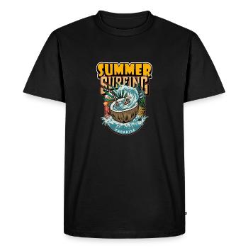 Summer Surfing Paradise - Men's Premium Organic T-Shirt - black - Front - Nico (187cm)
