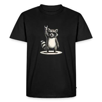 Rock Musique Drôle de raton laveur avec des lunettes de soleil - T-shirt Premium bio Homme - noir - Devant - Nico (187cm)