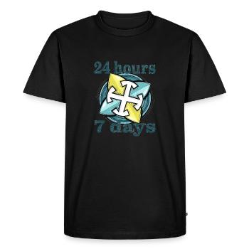24 hours 7 days - Men's Premium Organic T-Shirt - black - Front - Nico (187cm)