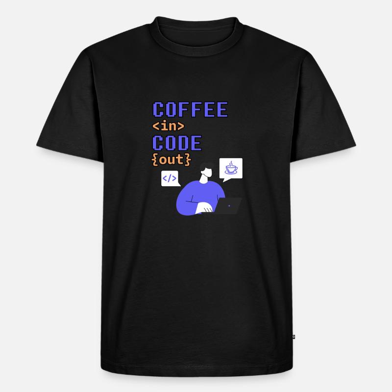 Code in. Coffe out. - Men's Premium Organic T-Shirt - black