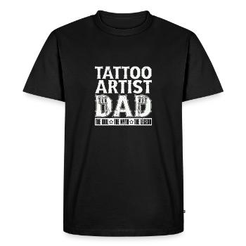 Tatoueur Papa L’Idole Le Mythe Arts du tatouage - T-shirt Premium bio Homme - noir - Devant - Nico (187cm)