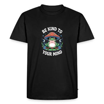 Soyez gentil avec votre Méditation de la grenouille - T-shirt Premium bio Homme - noir - Devant - Nico (187cm)