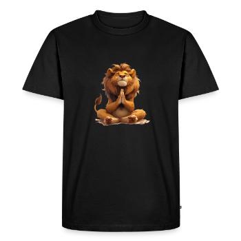 Meditating Leo for Serenity and Strength - Men's Premium Organic T-Shirt - black - Front - Nico (187cm)