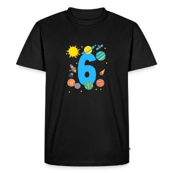 Space Adventure Number 6 Birthday - Men's Premium Organic T-Shirt - black - Front - Nico (187cm)