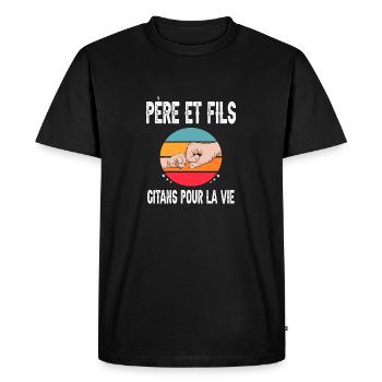 père et fils papa gitan vintage fête des pères - T-shirt Premium bio Homme - noir - Devant - Nico (187cm)