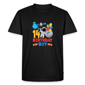 14 Birthday Boy Astronaut Space Adventure - Men's Premium Organic T-Shirt - black - Front - Nico (187cm)