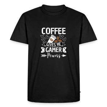 Café drôle gamer disant jeu - T-shirt Premium bio Homme - noir - Devant - Nico (187cm)